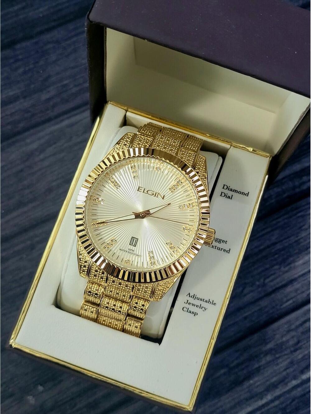 Elgin Diamond Nugget‎ Mens Fluted Watch Authorized Dealer